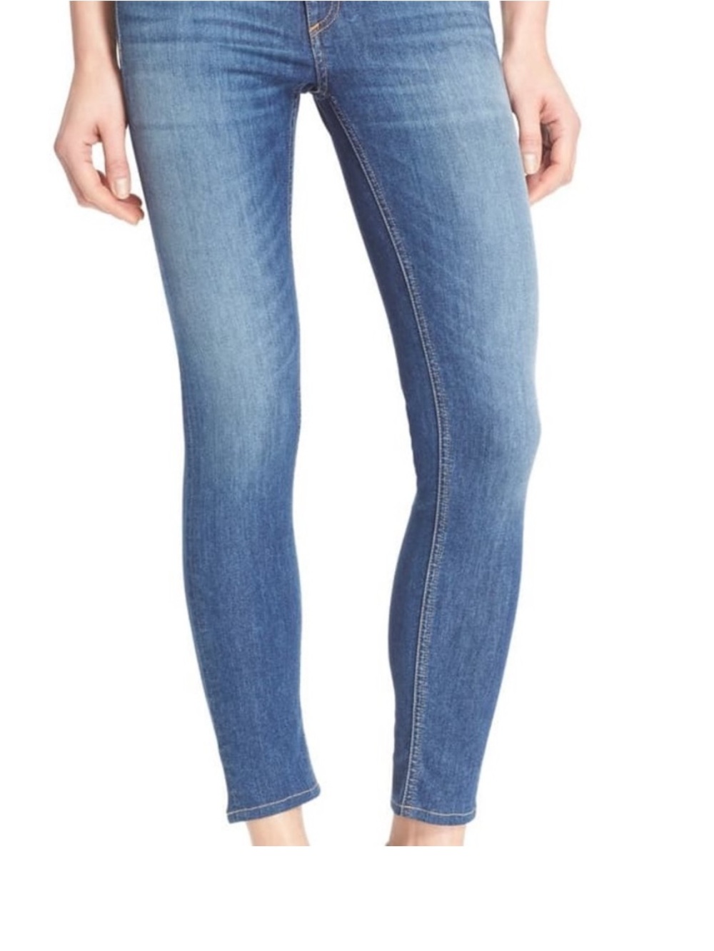 Rag & Bone Capri Blue Straight Leg Jeans Mid Rise Designer Denim Designer Chic